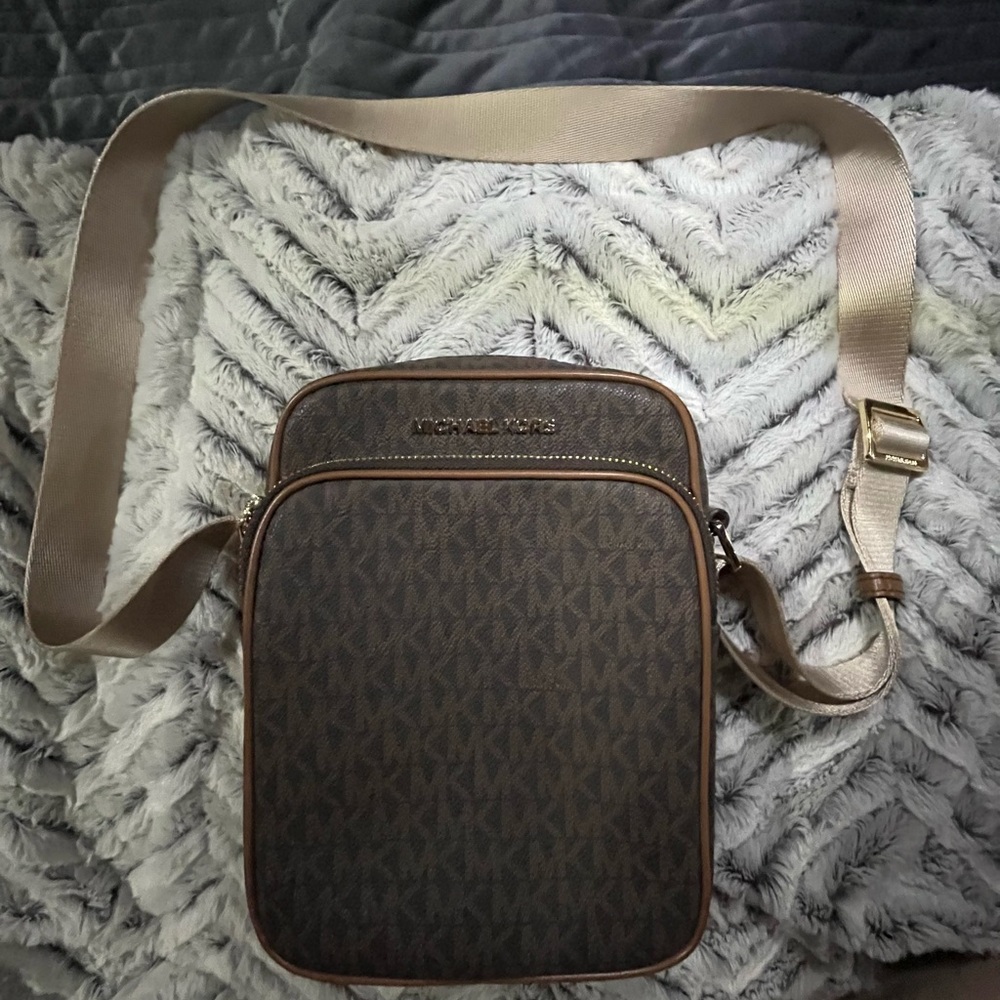 RESERVED Michael Kors Brown Travel Crossbody Bag with Monogram Print